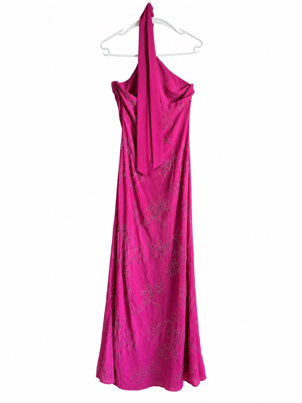 Peppermayo Fuchsia Halter Maxi Dress with Beaded Floral Detail - Picture 10 of 11